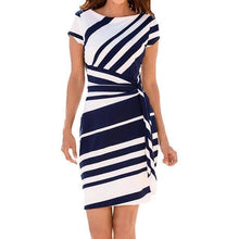 Working Pencil Stripe Party Casual O-Neck Mini  Dress - Fab Getup Shop