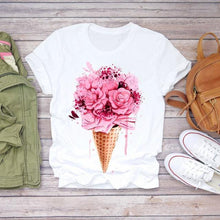 Short Sleeve Floral Flower Fashion Lady T-shirts Top - Fab Getup Shop