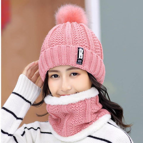 Brand Winter knitted Beanies Hats Women Thick Warm Beanie Skullies Hat Female knit Letter Bonnet Beanie Caps Outdoor Riding Sets - Fab Getup Shop