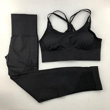 Seamless Yoga Set Sportswear Woman Gym Leggings Padded Push-up Strappy Sports Bra 2 Pcs Sports Suits - Fab Getup Shop