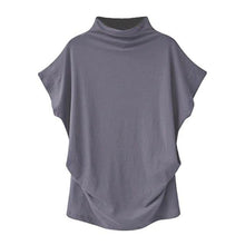 Loose T-Shirt Tees Tops Turtleneck Short Sleeve Cotton - Fab Getup Shop