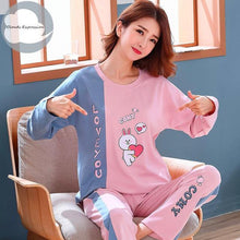 Winter Sleep Lounge Pajama Long Sleeve Top + Long Pant Woman Pajama Set Cartoon Pajamas Cotton - Fab Getup Shop