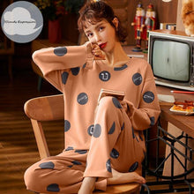 Winter Sleep Lounge Pajama Long Sleeve Top + Long Pant Woman Pajama Set Cartoon Pajamas Cotton - Fab Getup Shop