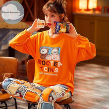 Winter Sleep Lounge Pajama Long Sleeve Top + Long Pant Woman Pajama Set Cartoon Pajamas Cotton - Fab Getup Shop