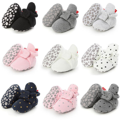 Newborn Baby Socks Shoes Boy Girl Star Toddler First Walkers Booties Cotton Comfort Soft Anti-slip Warm Infant Crib Shoes - Fab Getup Shop