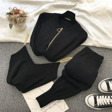 Knitted  Vest Zipper Cardigans Pants 3pcs Sets Tracksuits Outfits - Fab Getup Shop