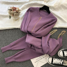 Knitted  Vest Zipper Cardigans Pants 3pcs Sets Tracksuits Outfits - Fab Getup Shop