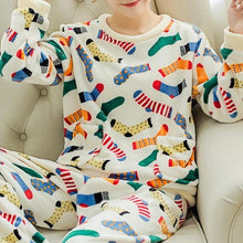 Autumn Winter Warm Flannel Women Pajamas Sets Thick Coral Velvet Long Sleeve Cartoon Sleepwear Flannel Pajamas Set Girl - Fab Getup Shop