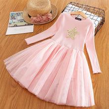 Winter Knitted Chiffon Girl Dress Christmas Party Long Sleeve Children Clothes Kids - Fab Getup Shop