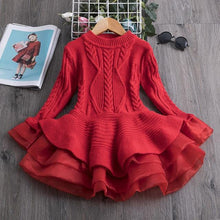 Winter Knitted Chiffon Girl Dress Christmas Party Long Sleeve Children Clothes Kids - Fab Getup Shop