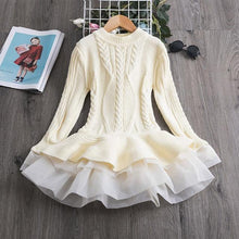 Winter Knitted Chiffon Girl Dress Christmas Party Long Sleeve Children Clothes Kids - Fab Getup Shop