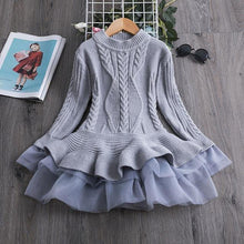 Winter Knitted Chiffon Girl Dress Christmas Party Long Sleeve Children Clothes Kids - Fab Getup Shop