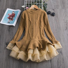 Winter Knitted Chiffon Girl Dress Christmas Party Long Sleeve Children Clothes Kids - Fab Getup Shop