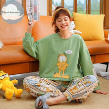 Winter Sleep Lounge Pajama Long Sleeve Top + Long Pant Woman Pajama Set Cartoon Pajamas Cotton - Fab Getup Shop