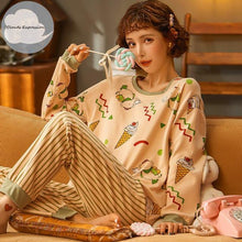 Winter Sleep Lounge Pajama Long Sleeve Top + Long Pant Woman Pajama Set Cartoon Pajamas Cotton - Fab Getup Shop