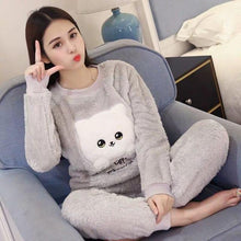 Autumn Winter Warm Flannel Women Pajamas Sets Thick Coral Velvet Long Sleeve Cartoon Sleepwear Flannel Pajamas Set Girl - Fab Getup Shop