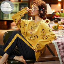 Winter Sleep Lounge Pajama Long Sleeve Top + Long Pant Woman Pajama Set Cartoon Pajamas Cotton - Fab Getup Shop