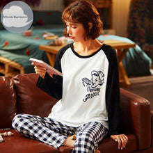 Winter Sleep Lounge Pajama Long Sleeve Top + Long Pant Woman Pajama Set Cartoon Pajamas Cotton - Fab Getup Shop