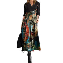 Elegant Women Vintage Long Dress V-Neck A-Line Dress Autumn Winter Long Sleeves Slim Party Dresses Ladies Casual Loose Vestidos - Fab Getup Shop