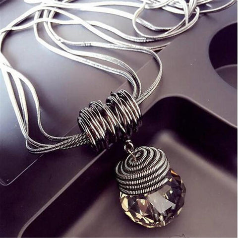 Meyfflin Long Necklace Crystal Women Necklace Jewelry  Fashion Black Chain Drops Maxi Necklaces Pendants Kolye Collier - Fab Getup Shop