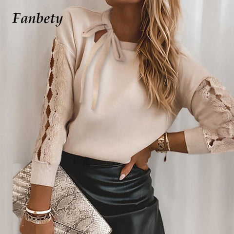 Elegant Lace Hollow Out Long Sleeve Blouse Women Shirts 2021 Spring New Fashion Patchwork Ruffle Tops Office Ladies Casual Blusa - Fab Getup Shop