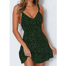 Women Dresses Summer 2021 Sexy Dress Ladies High Waist Dot Printing Mini Dresses Vestidos Back Lacing Straps Backless Dress - Fab Getup Shop