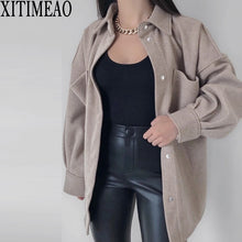 New Women's Autumn Woolen Coat Casual Solid Color