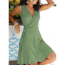 2021 New Casual Polka Dot Dress Women V Neck Sleeveless Bandage Beach Dress Summer Bohemian Dresses For Women Free Shipping - Fab Getup Shop