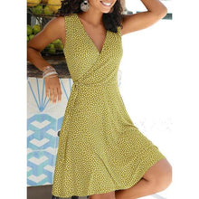 2021 New Casual Polka Dot Dress Women V Neck Sleeveless Bandage Beach Dress Summer Bohemian Dresses For Women Free Shipping - Fab Getup Shop