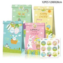 12pcs Easter Gift Bags With Stickers Cute Rabbit Food Cookies Packaging Candy Kraft Paper Boxes Happy Easter Party Decoration - Fab Getup Shop