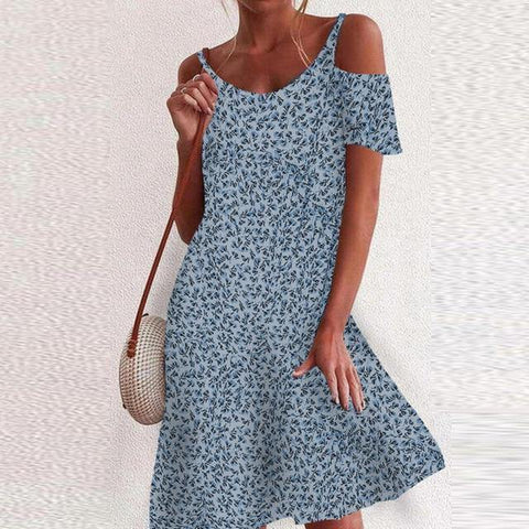 New Bohemian Summer Dress Women Sexy V Neck Strapless Vintage Floral Print Dress Ladies Plus Size Beach Holiday Dresses S-5XL - Fab Getup Shop