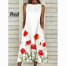 Dress 2021 O Neck Flower Print Summer Dresses For Women Fashion Pocket Sleeveless Dress Female Casual Loose Party Dress - Fab Getup Shop