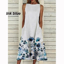 Dress 2021 O Neck Flower Print Summer Dresses For Women Fashion Pocket Sleeveless Dress Female Casual Loose Party Dress - Fab Getup Shop