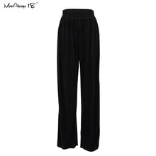 Elegant Elastic Waist Pleated Wide Leg Pants - Autumn Fashion Trousers Office Wear