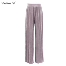 Elegant Elastic Waist Pleated Wide Leg Pants - Autumn Fashion Trousers Office Wear