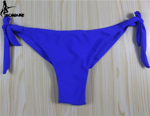 Solid Thong Bikini Brazilian Cut Swimwear Women Bottom Adjustable Briefs Swimsuit Panties Underwear Thong Bathing Suit - Fab Getup Shop