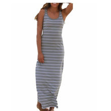 Plus Size Women Maxi Long Dress Summer Style Sexy Ladies Beach Vest Dress Striped Boho Long Sleeveless Casual Vestidos M0095 - Fab Getup Shop