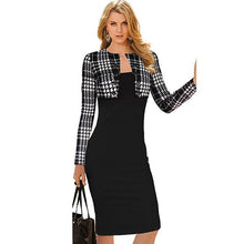 Nice-forever Winter Long Sleeve Buttons office Business Dress Elegant Plus Size Women Vintage Pinup Bodycon Pencil Dress b10 - Fab Getup Shop