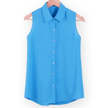 New fashion work wear office tops blouses Summer turn down sleeveless women chiffon shirt slim shirts colors female camisa vest - Fab Getup Shop