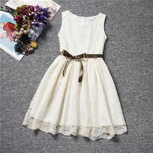 Fashion Flower Christening Lace Dress For Kids 4 to 10 Years Summer Party Dress Girls Children Bow Waistband Mini Tutu Dress - Fab Getup Shop