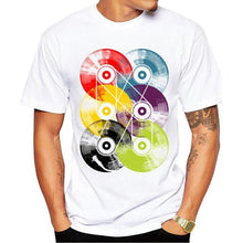 Retro Wood/ Record Printed Men T shirt Short Sleeve Casual t-shirt Hipster Fractal Pattern tees Cool Tops - Fab Getup Shop