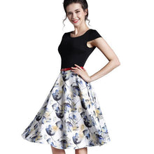 Nice-forever Summer Floral Casual Stylish Elegant Print Charming Women O Neck Sleeveless Zipper Work Office Expansion Dress A009 - Fab Getup Shop