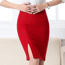 Women Office Formal Pencil Skirt Autumn Winter Elegant Slim Front Slit Midi Skirt Black/Gray/Red/Blue OL Skirts - Fab Getup Shop