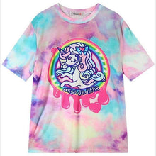 Women'S T Shirts Harajuku Fuck Gradient Soft Doodle Short T-Shirt Tshirt Women Girl Tops Cute Cartoon Unicorn Pegasus - Fab Getup Shop