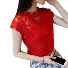 Lace Blouse Shirt Women Summer Style Blouses  New Korean Sleeveless Solid Hollow Out Pink Blue White Black Lace Top Female - Fab Getup Shop