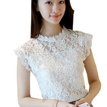 Lace Blouse Shirt Women Summer Style Blouses  New Korean Sleeveless Solid Hollow Out Pink Blue White Black Lace Top Female - Fab Getup Shop