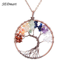 SEDmart 7 Chakra Tree Of Life Pendant Necklace Copper Crystal Natural Stone Necklace Women Christmas Gift - Fab Getup Shop