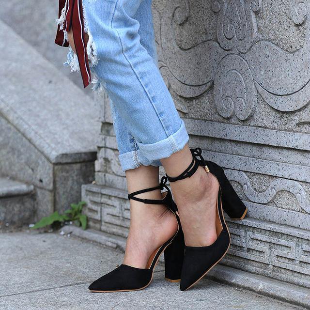 strappy pump heels