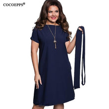 COCOEPPS Elegant Casual women blue dresses big sizes  plus size women clothing Summer style o-neck bodycon Chiffon Dress - Fab Getup Shop