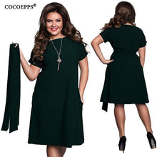 COCOEPPS Elegant Casual women blue dresses big sizes  plus size women clothing Summer style o-neck bodycon Chiffon Dress - Fab Getup Shop